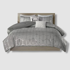 Intelligent Design Gray Raina Metallic 5-Pc. Comforter Set, Full/Queen