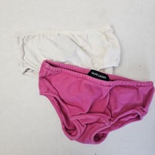 Ralph Lauren 2 Diaper Covers Baby Girls 12 Month Pink White Solid Elastic Waist