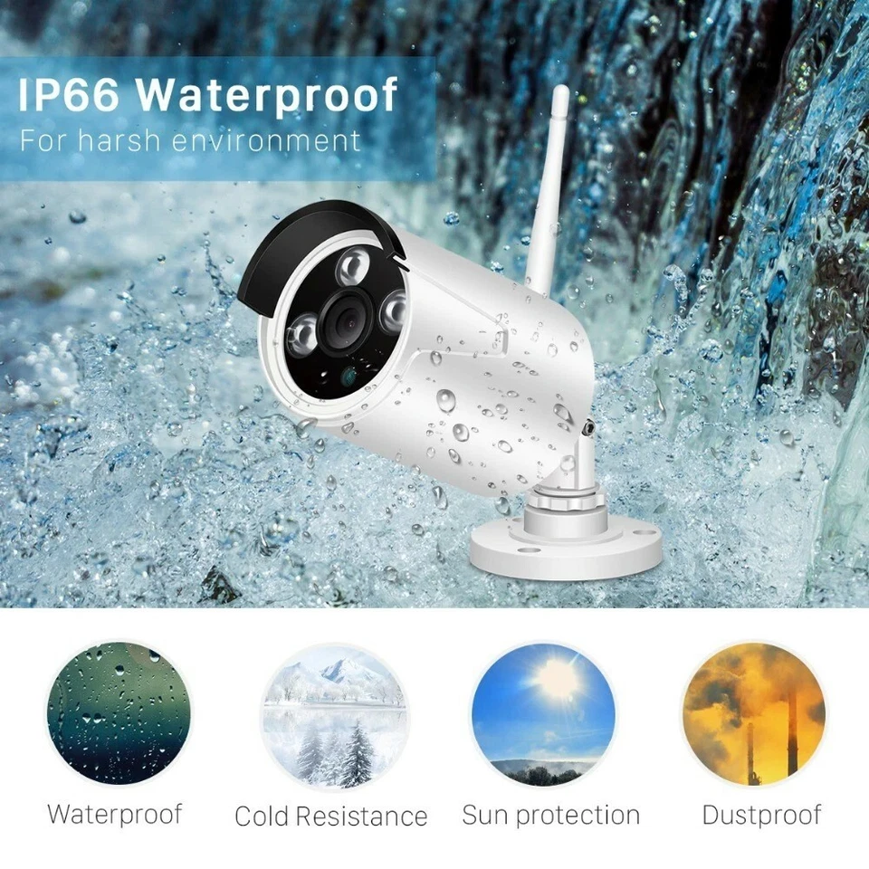 4CH Wireless NVR CCTV H.265 Full HD 720 Outdoor IP Camera - Image 3 of 4