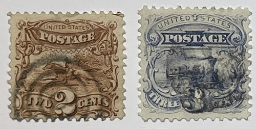 US #113, 114 1869 2c/3c Pictorial issue Used/VF-$110 SCV