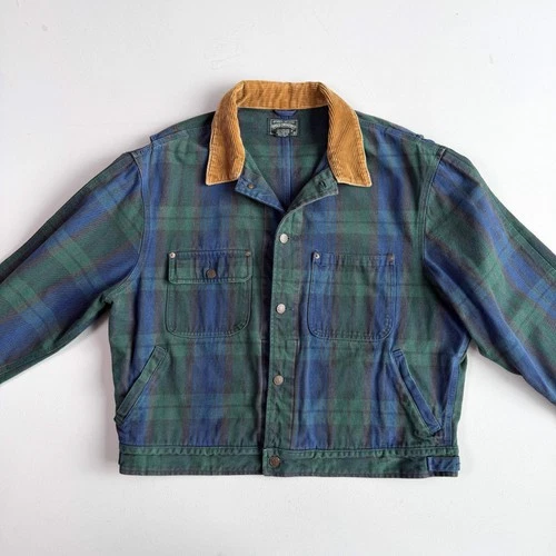 VNTG Ralph Lauren Polo Country (XL) Black Watch Denim Western Trucker Jacket image 6