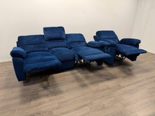 Toby Navy Velvet 3 Seater Manual Recliner Sofa and Armchair Set