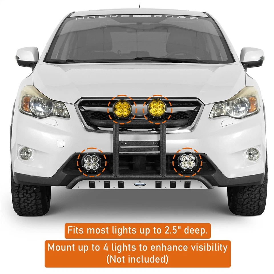 Fit 2013 - 2017 斯巴鲁 XV Crosstrek 管状越野前保险杠带 4 个灯片 — 第 4/4 张图片