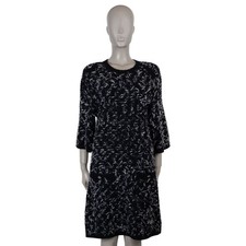 73672 auth CHANEL black wool & cashmere 15B FUZZY KNIT Dress 38 S