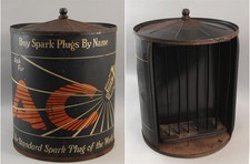 Large Antique Automotive Action AC Spark Plugs Display Shelf Sign Cabinet NR