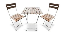 Set da Balcone Giardino Tavolo + 2 Sedie in Ferro e Legno 51 x 51 cm