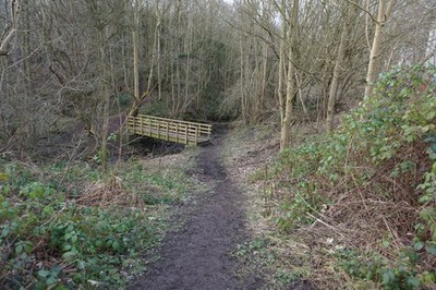 Foto 6x4 Fußgängerbrücke über Haus Carr Deich Dodworth Boden c2017