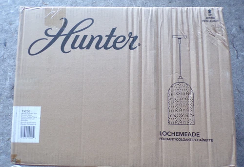 Hunter Lochemeade 1-Light Noble Bronze Pendant Seeded Glass 19205 @dS - Picture 1 of 11