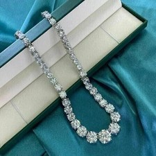 20Ct Round Cut Lab-Created Diamond Women's Tennis Necklace 14K White Gold Plated