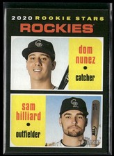 2020 Topps Heritage #123 Rockies 2020 Rookie Stars (Dom Nunez / Sam Hilliard)