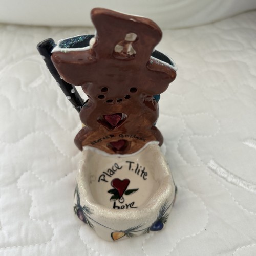 Blue Sky Clayworks Heather Goldmine Snowman Tealight Holder 2002 5'' - Picture 5 of 10