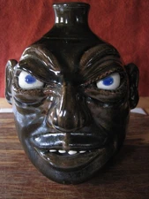 Daniel Boone of Bryon Georgia - Vintage Face Jug Southern Folk Art Pottery 