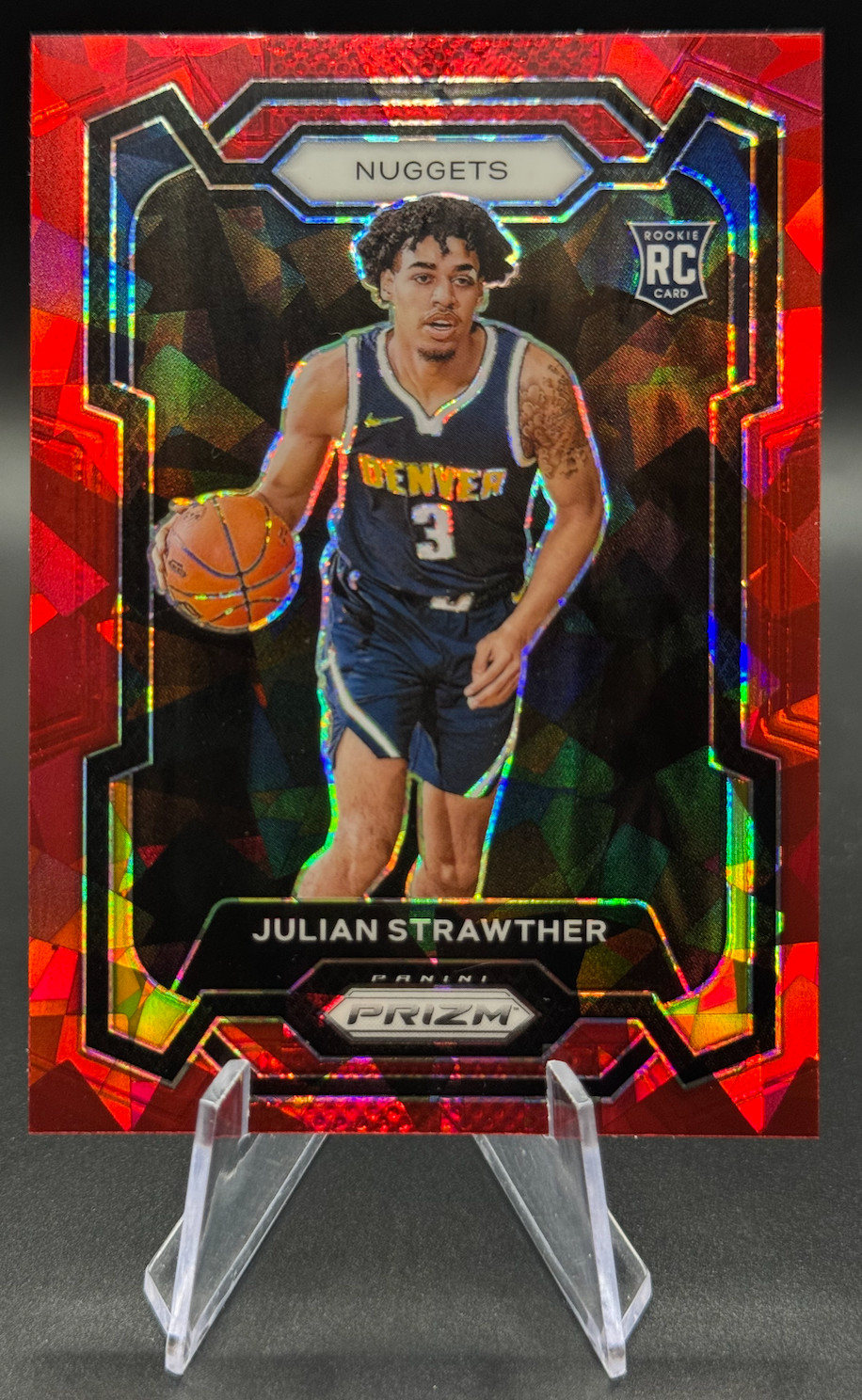 2023-24 Julian Strawther RC #133 Prizm Red Cracked Ice Prizm Rookie | Nuggets