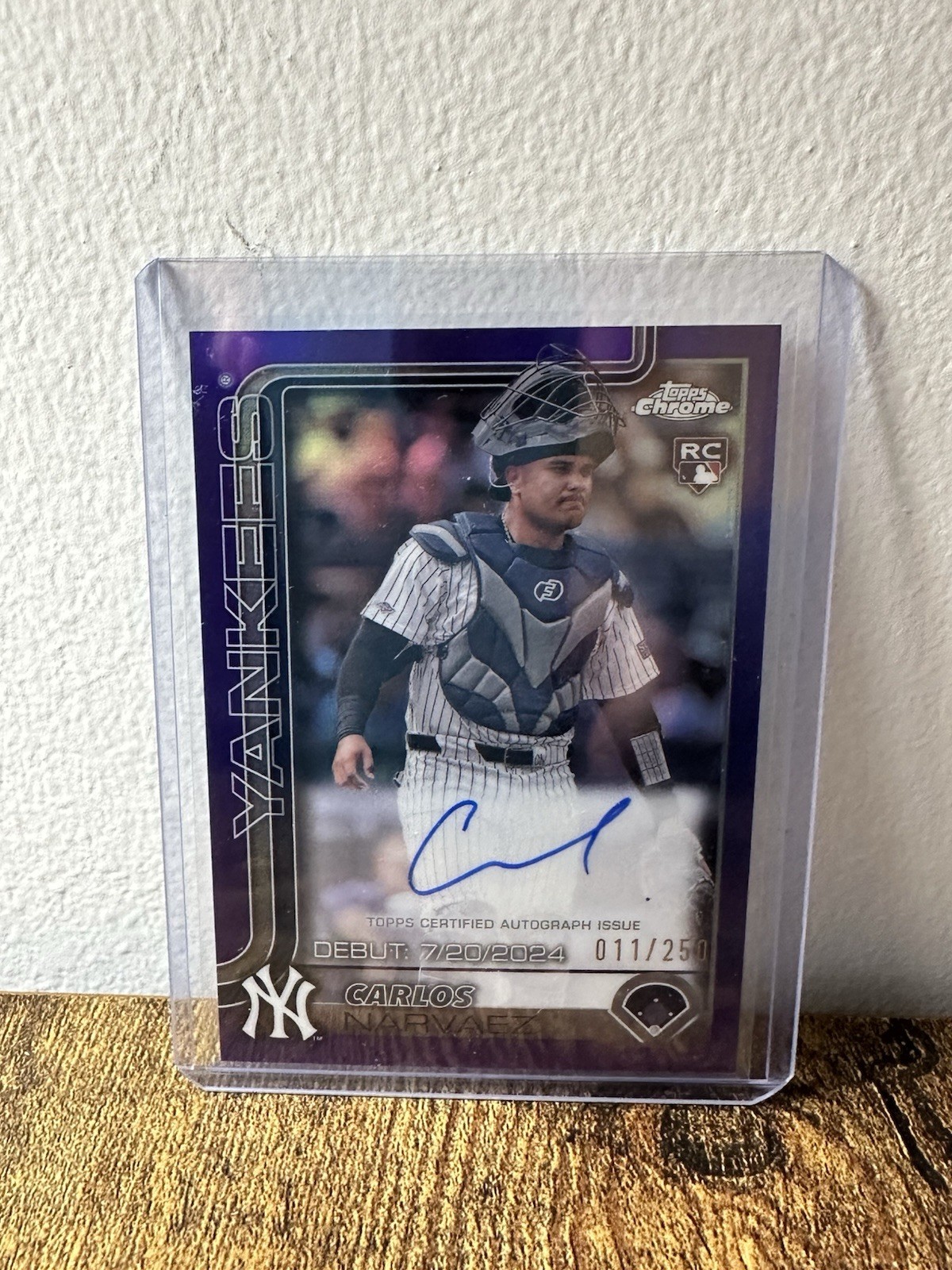 2025 Topps Chrome Rookie Debut Auto Carlos Narvaez Purple Refractor /250 (AU RC)