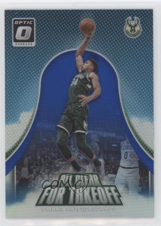 2017-18 Panini Donruss Optic Blue Prizm 21/49 Giannis Antetokounmpo #4 02ez