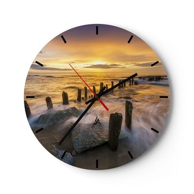 Modern Wanduhr 30x30cm Analog Glasuhr baltisch meer Mole Landschaft Art Glas