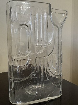 Vintage MCM Pitcher By C.J. Riedel 1960 s Modernist Crystal Art Glass