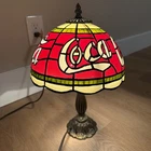 Vintage Coca Cola Tiffany Style PLASTIC Stained Glass Style Shade Lamp 15” Coke