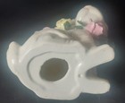 Dog Shar Pei Figurine Porcelain White With Pink Flowers Around Neck MCM Vintage — photo 6