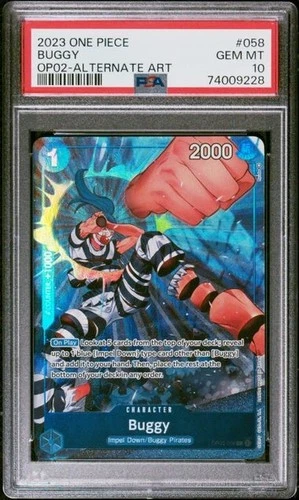 PSA 10 BUGGY ALTERNATE ART OP02-PARAMOUNT WAR #058 2023 ONE PIECE (Gem Mint 10)