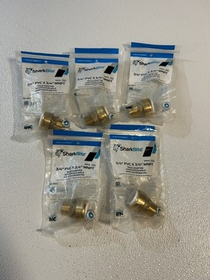 Five (5) SharkBite/Shark Bite PVC Adapters ~ 3/4'' MNPT x 3/4  PVC Male Adapters