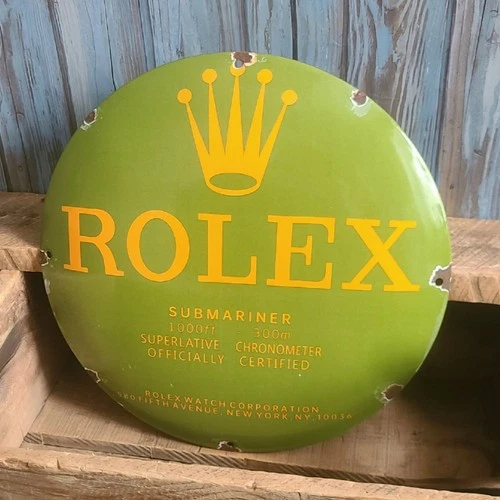 Vintage Rolex Watches Submariner Porcelain Enamel Metal Advertising Sign