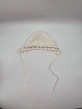 Vintage Baby Bonnet White With Pink Flowers