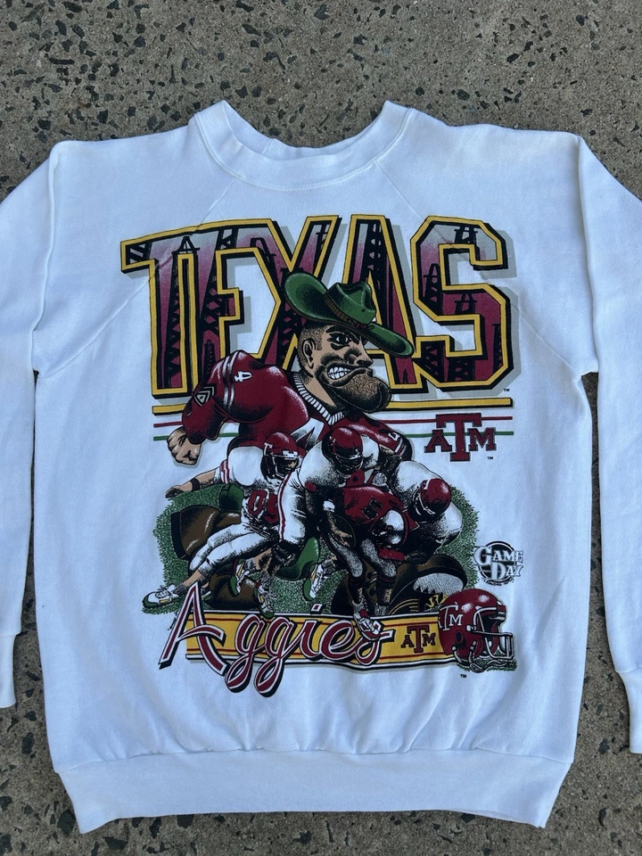 Винтажная редкая толстовка 90-х Texas Aggies A&M ATM с длинным рукавом размер большой подходит размер M - Изображение 2 из 4