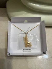 Hello Kitty necklace 18” Yellow Brass Heart Gemstones