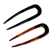 Set of 2 French Tortoise Shell Celluloid Chignon Bun Hair Updo U Pins