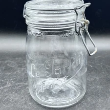 Vintage Le Parfait "Super" 1 Liter Glass Canning Jar w/ Wire Lid & Gasket France