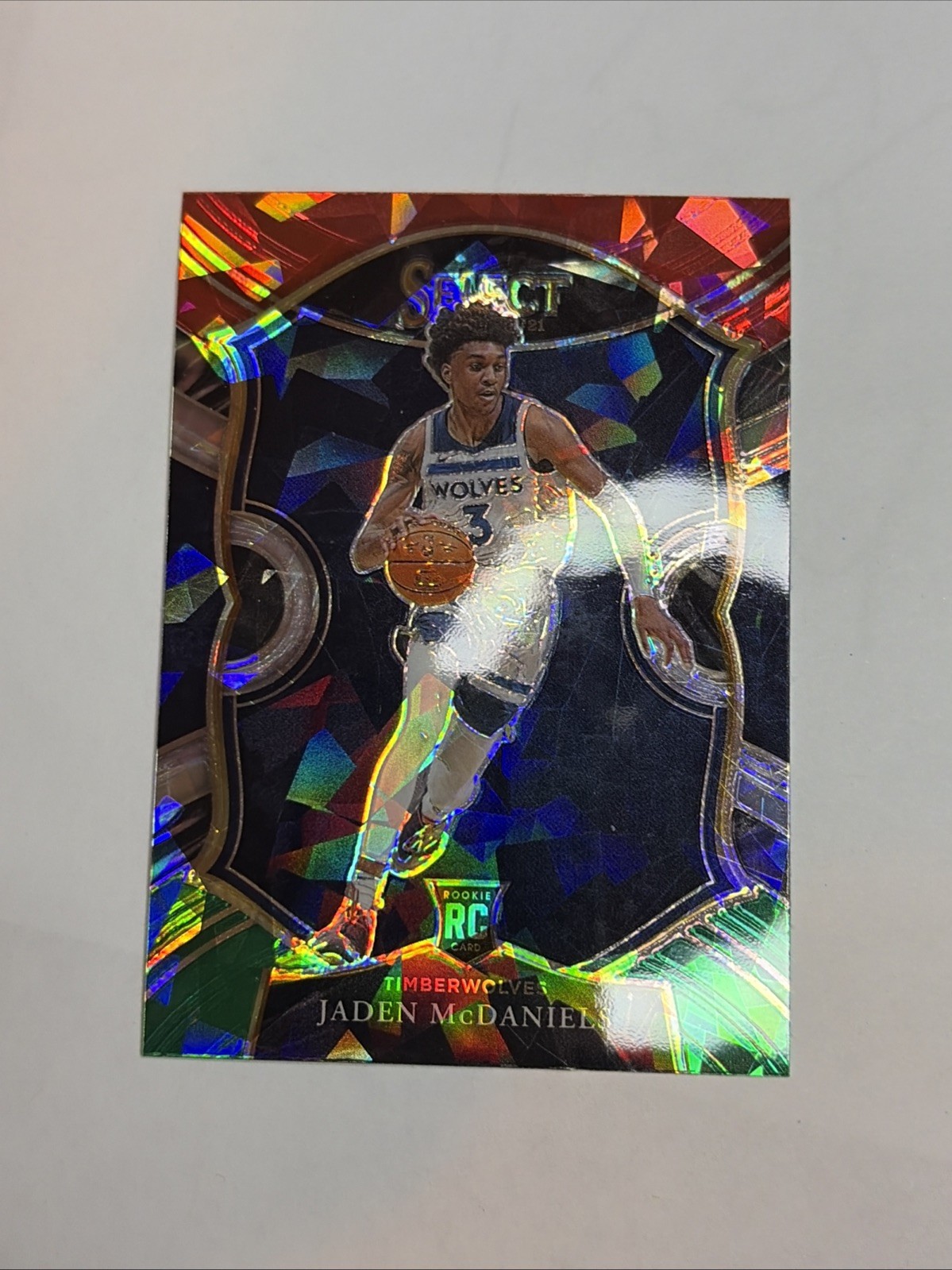 2020-21 Panini Select - Concourse Jaden McDaniels #88 Red White Green Cracked...