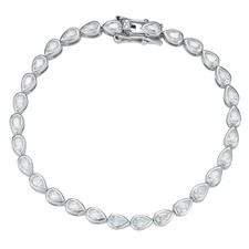 925 Sterling Silver Round Moissanite Bezel Set Bridal Tennis Bracelet Gift