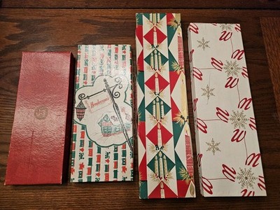 Lot 4 Vintage Christmas Glove Tie Gift Boxes Dept Store Wieboldt Hendersons 