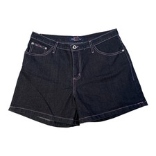 Y2K C’est Toi Denim Shorts Women’s 13/14 Dark Wash Low Rise Pink Stitch USA Made
