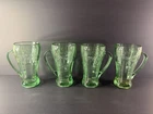 4 Libbey Coca-Cola Coke Glasses with Handles - Thick Green Heavy Glass Vintage