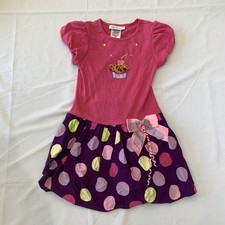 Bonnie Jean Girls Pink Purple Dress Size 4T Polka Dot Embroidered Lined