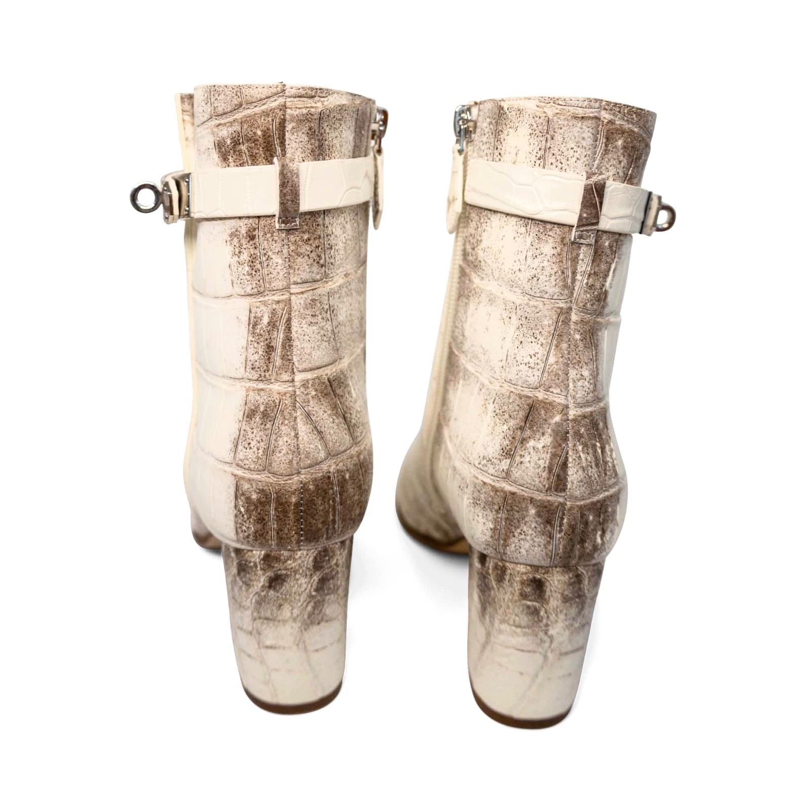 New Rare Hermes Crocodile Himalaya Saint Germain Ankle Boots Palladium Hardware image 8