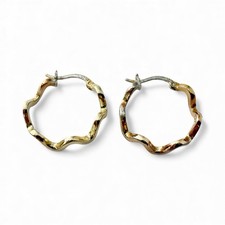 Sterling Silver 925 Gold Wash Wavy Ripple Small Hoop Earrings