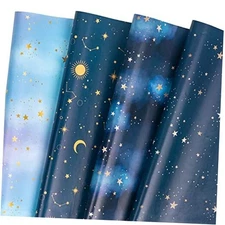  Neutral Birthday Wrapping Paper Sheet - 12 Sheets Folded Colorful - Starry Sky
