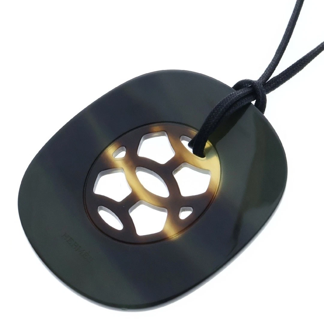 HERMÈS Collana Hermes Lift GM grigia x corno di bufalo nero accessorio pelle usato82