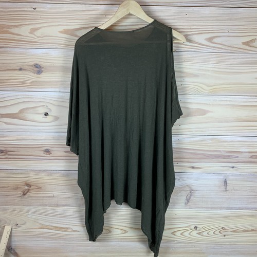 Helmut Lang Top Womens P Asymmetrical Olive Knit Tunic Angora Blend - Picture 2 of 9
