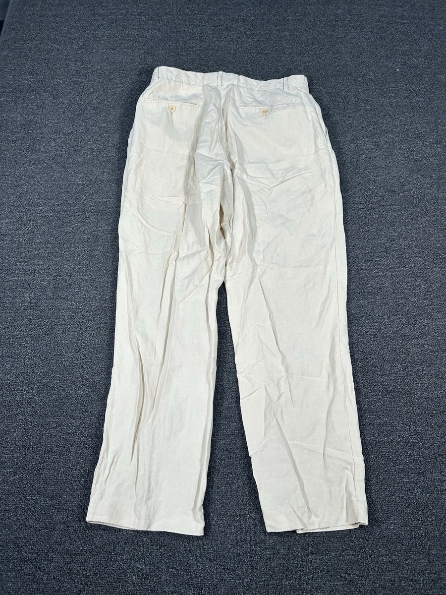 パンツ 90s Ralph Lauren Linen Silk Slacks 32/30 Vintage Polo Ralph Lauren Dress Pants Men's 32x30 Ivory Silk
