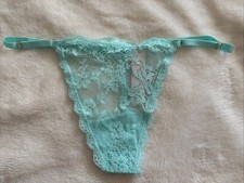 Victoria's Secret Panties V String Thong Panty Dream Angels Aqua Blue Lace XL