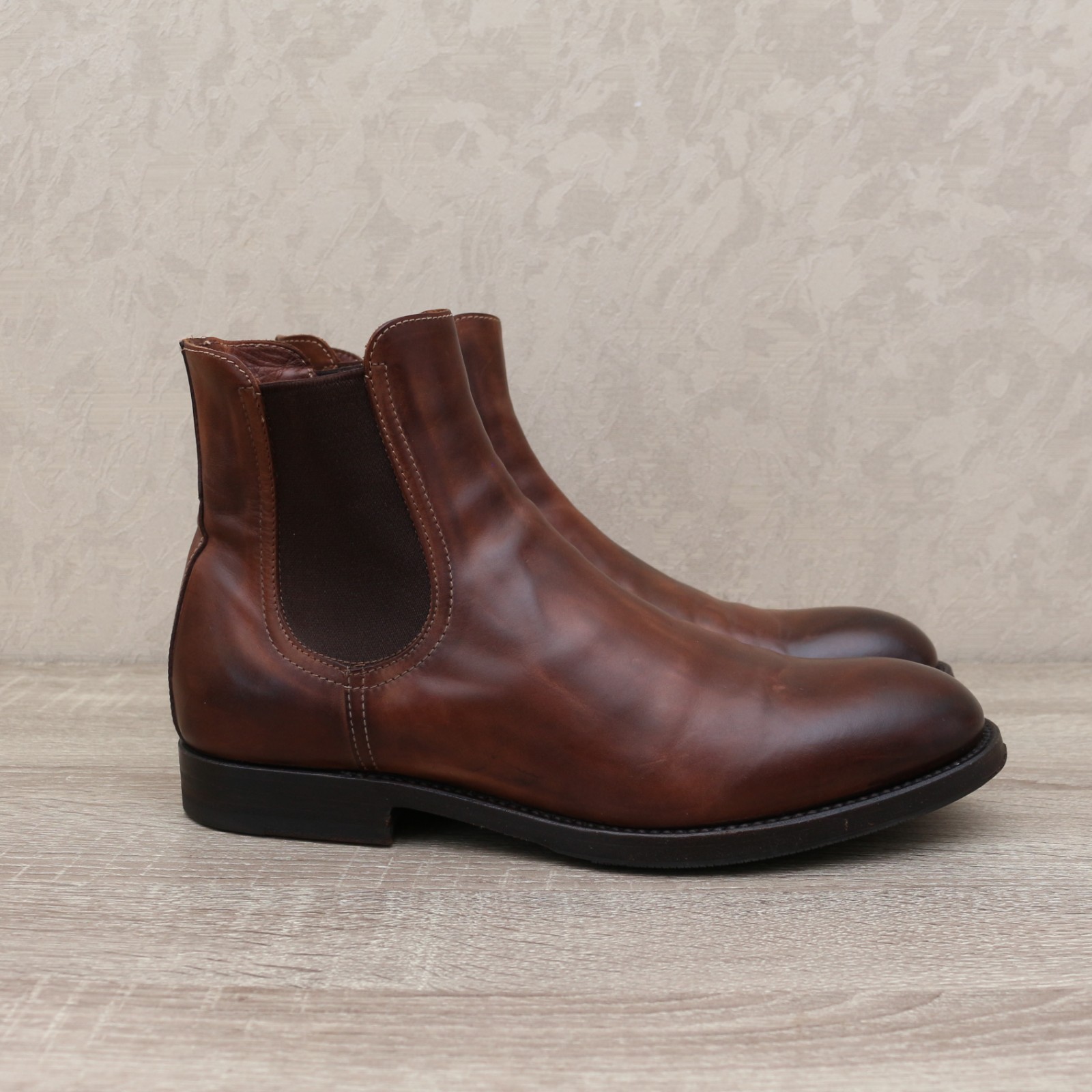 SHOTO Men's Brown Leather Ankle Chelsea Boots UK9, US10, EU43