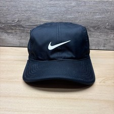 Nike Hat Cap Strap Back Black Featherlight Dri Fit Swoosh Performance Run Golf