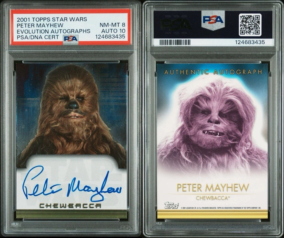 2001 Topps Star Wars Evolution Peter Mayhew Chewbacca PSA 8 Auto 10 - Image 3 of 3
