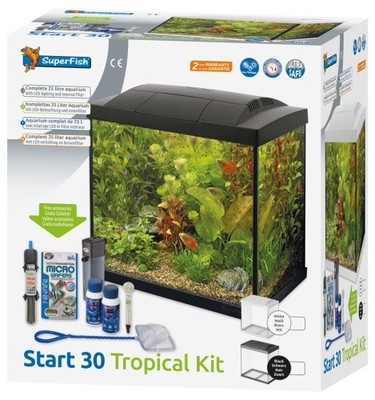 SF Tropical Set 30 Aquarium schwarz inkl. Filter, Heizer, Wasseraufbereiter, Kes