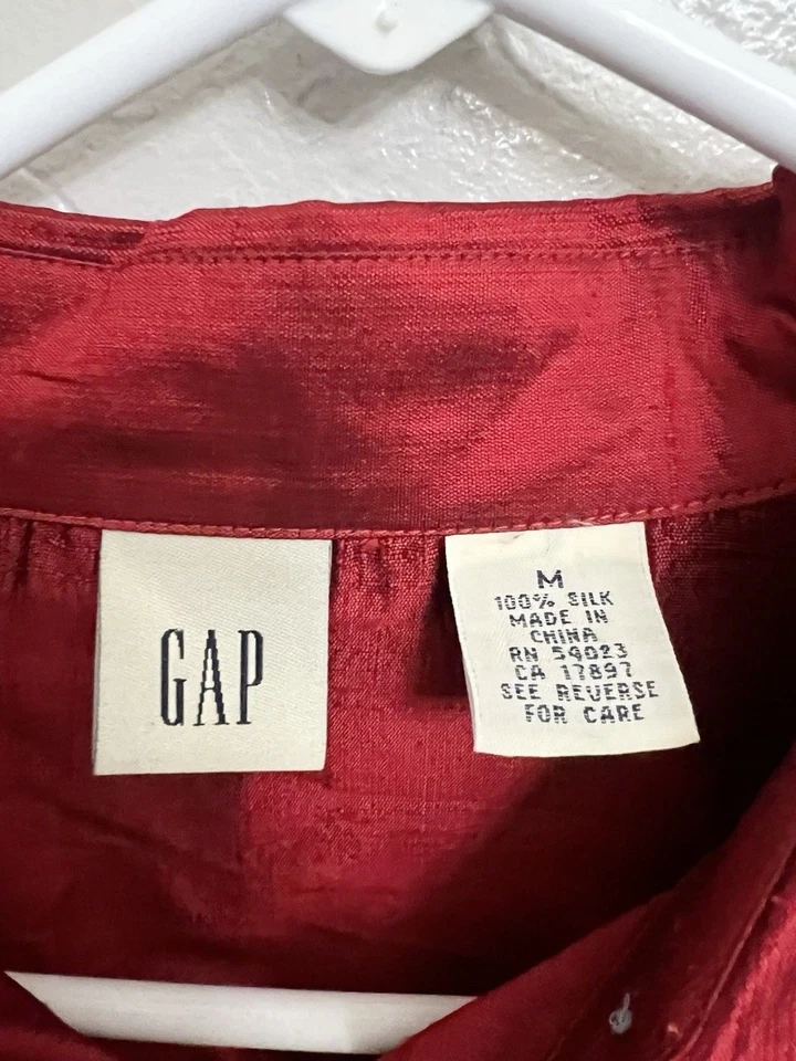 Camisa Top Mediana DE COLECCIÓN GAP 100% SEDA PULIDA CRUDA PUÑOS FRANCESES CAMBIO DE SIGLO Foto 2 de 4