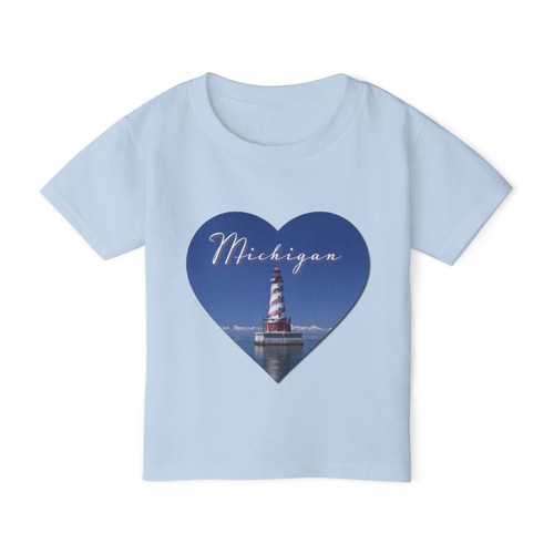 Michigan Lighthouse Heart Toddler T-shirt, Kid's Gift, Summer Wear - Picture 2 of 17